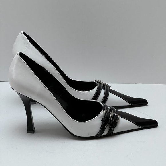 ❤️NEW❤️ Migliorini White Italian Leather Heels Luxury Stiletto Italy Size 37 - Picture 6 of 10